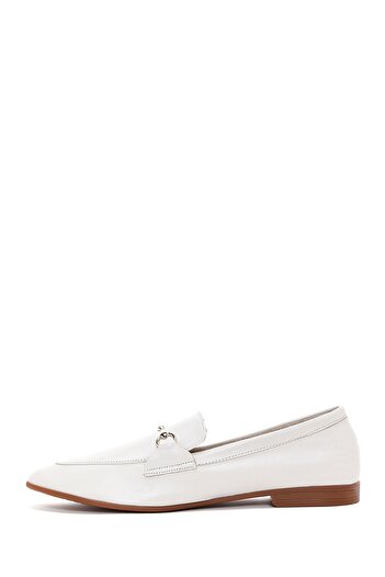 Derimod Women's Cream Leather Genuine Leather Masculine Penny Loafer Shoes Casual Daily Shoes 24Sfd350518