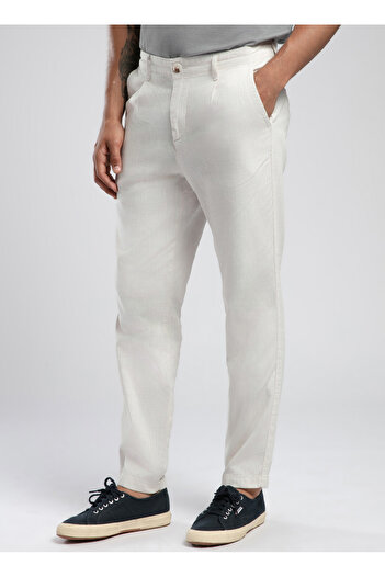Lee Cooper Ανδρικό παντελόνι Zarse Normal Waist Tapered Cut Συρρικνούμενο Πόδι 100% Βαμβακερό Μπεζ