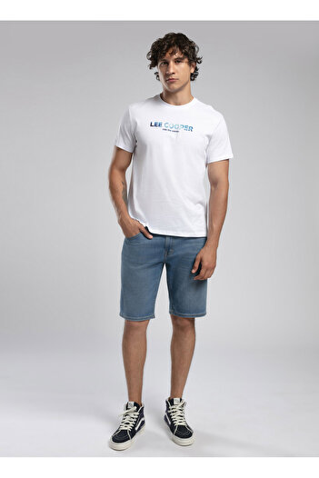 Lee Cooper Ανδρικό μπλουζάκι με στρογγυλή λαιμόκοψη λευκό 252 Lcm 242039 Ember White