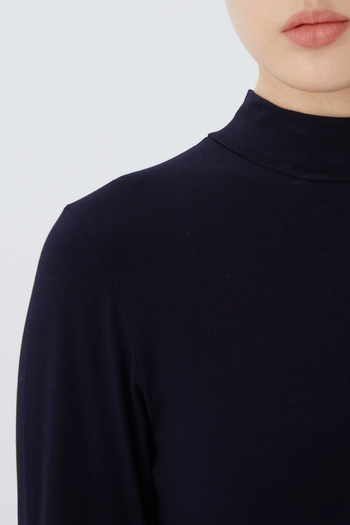 Almila Turtleneck Long Sleeve Women's Body T-Shirt 2047-Cotton Lycra Stand Collar Bodysuit