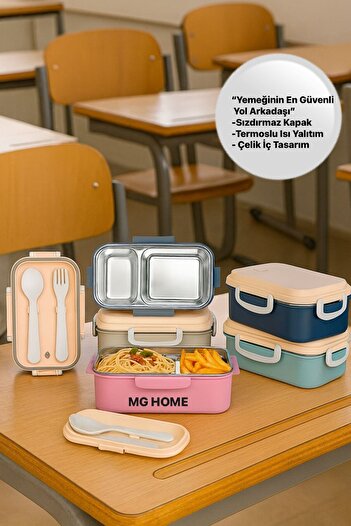 MG HOME Lunch Box with Compartments, Steel Leakproof Thermal Insulation Lunch Box with Compartments