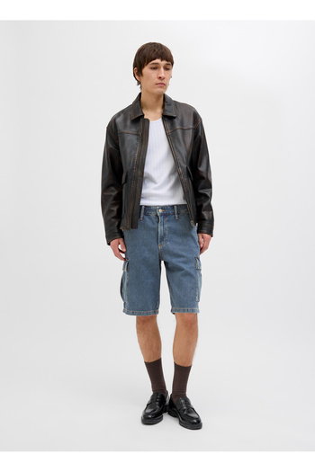 Jack & Jones Mavi Erkek Normal Bel Geniş Fit Denim Şort 12272557_JJIBILL JJWIDE SHORTS AKM