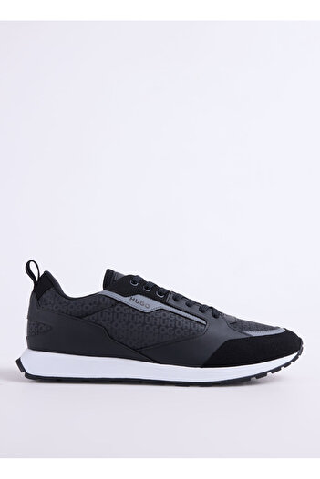 HUGO Erkek Rahat Yüksek Taban Monogram Marka Logolu Deri Siyah Sneaker 50536205-001