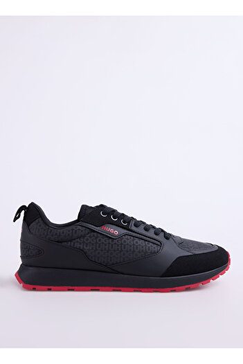 HUGO Erkek Rahat Yüksek Taban Monogram Marka Logolu Deri Siyah1 Sneaker 50536205-006
