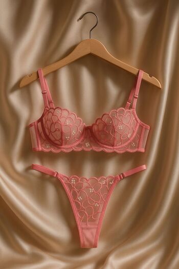 COLOR DE PIEL Women's Pink Hearted Elegant Suit Bra
