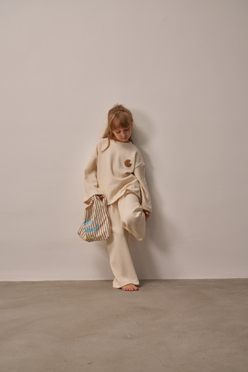 Oh La La Koala For Little Ones Cream Cookie Embroidered Flowy Top and Bottom Set