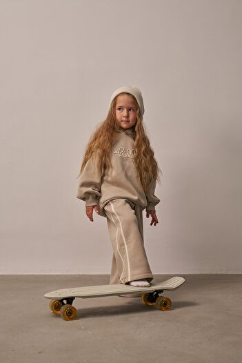 Oh La La Koala For Little Ones Beige Hello Embroidered Top and Bottom Set