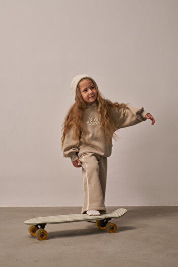 Oh La La Koala For Little Ones Beige Hello Embroidered Top and Bottom Set
