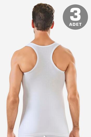 Arma Yıldız Men's Cotton Sports Rambo Tank Top White 3 Pack