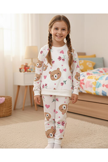 VOY KİDS Girl's 4-5-6-7-8-9-10 Year Old Seasonal Thin Pajamas and Nightwear Set