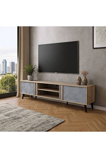 Al Saada Home TV Stand Unit - 160×40×50 cm - Wooden Grey