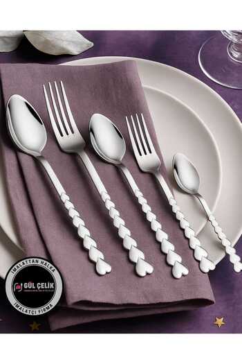 KAVEH Fork Spoon Set 30 Pieces 6 Seater Heart Model 18/0 Quality