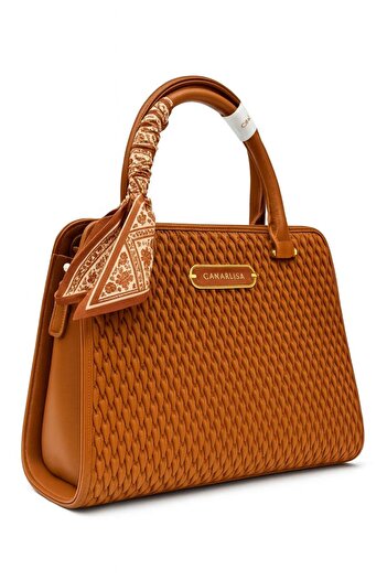 Generic Elegant Textured Ladies Handbag with Heart Scarf & Gold Detailing – Carnalisa
