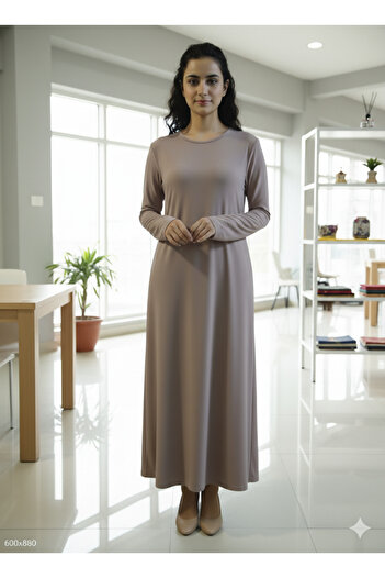 Afili Women's Beige Plain Cut Hijab Ferace – Comfortable and Stylish Dress