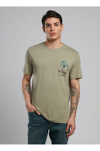 Lee Cooper Ανδρικό μπλουζάκι με στρογγυλή λαιμόκοψη χακί 252 LCM 242048 GAVINO KHAKI