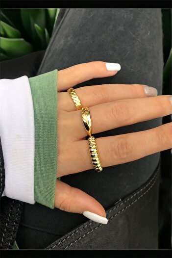 Vitastyle Gold 3-Piece Combined Ring Set