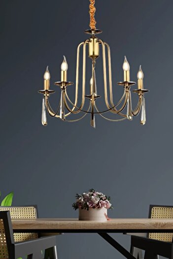 burenze Luxury Modern Kontes Exclusive Sarkıt Countess Avize 5'li Eskitme Bronz