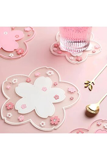 Luxmon Japanese Cherry Blossom Pattern Coasters, 2 Trivets