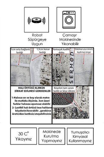 Sermod 33-süngerli Gri Çerçeveli Modern Halı Örtüsü