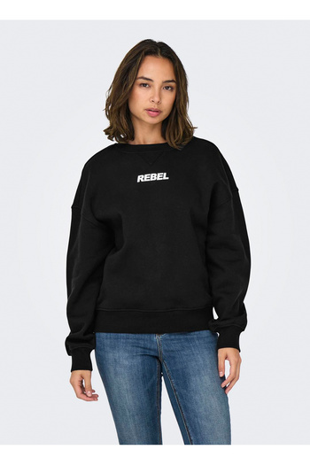 ONLY Γυναικείο φούτερ Onlsofia L/s Word O-neck Swt 15329876   Μαύρο