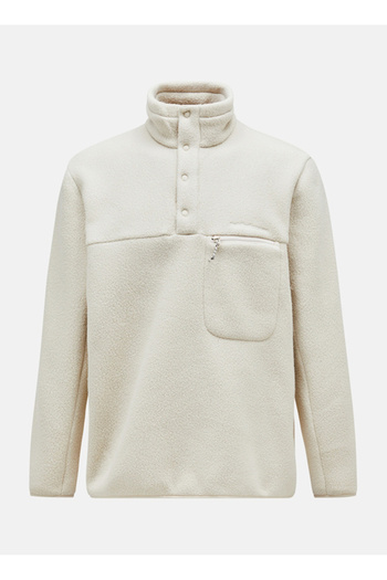 Peak Performance M Fleece Snap T-Neck-Sand Fog Cream Zipper Collar Regular Fit Men's Fleece Sweatshirt