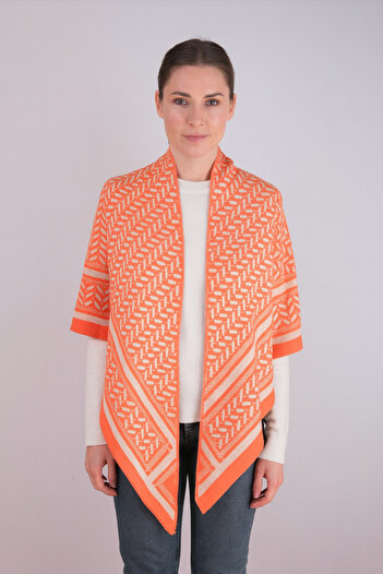 Sebir Moda Patterned Knitwear Triangle Shawl