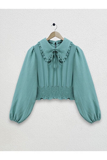HİJABAYA Long Sleeve Baby Collar Elastic Waist Blouse
