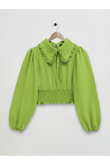 HİJABAYA Long Sleeve Baby Collar Elastic Waist Blouse