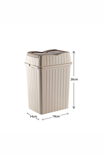 MYBOX 5 L - Çift Kapaklı Slim Çöp Kovası - Dekoratif Tezgah Üstü Ev Ofis Banyo & Mutfak Çöp Kutusu Krem