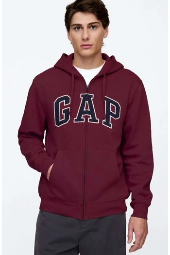 GAP V-Heritage Logo Fz-Snl 674144 Ανδρικό φούτερ με κουκούλα με φερμουάρ ΜΠΟΡΔΟ