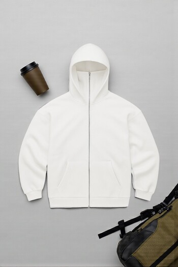 legends butik Unisex Balaclava Oversized Full Zip Hooded Sweatshirt