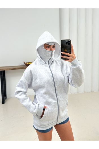 legends butik Unisex Balaclava Oversized Full Zip Hooded Sweatshirt