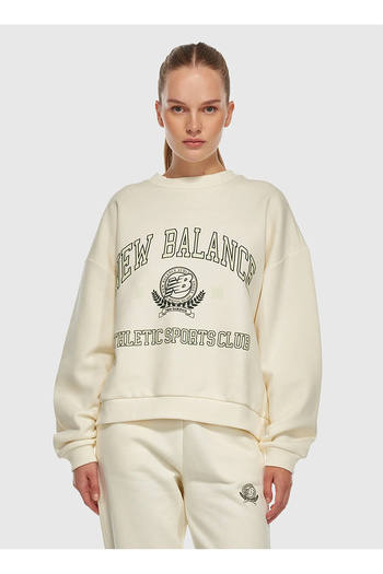 New Balance Wnc3404-Sst-Nb White Women's Hooded Collar Sweatshirt
