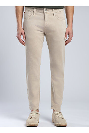 Lee Cooper Ανδρικό παντελόνι chino κανονικό στη μέση, λεπτό και στενό, μπεζ 252 LCM 221008 LONCE BEIGE