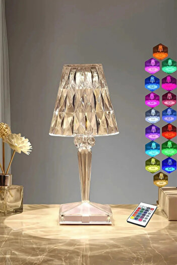 nelerbulurum ŞARJLI UZAKTAN KUMANDALI VE DOKUNMATİK DEKORATİF RGB LEDLİ AMBİYANS MASA GECE LAMBASI