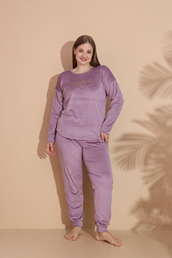 Estiva Women's Winter Velvet Oversized Pajama Set