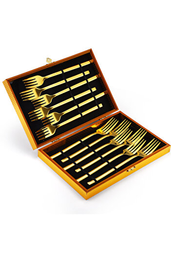 Trendy's Set 12 furculite, stainless stel, TRENDY’S, gold