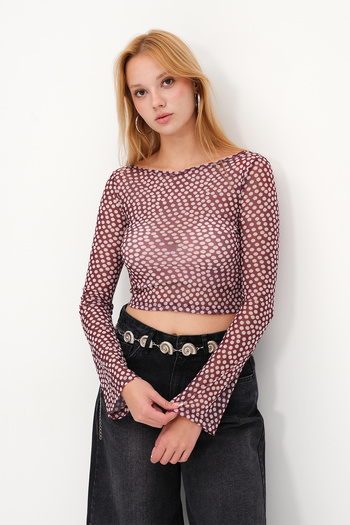 Addax Polka Dot Tulle Blouse B17552