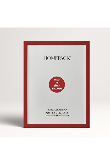 HOMEPACK 35X50 cm Red Wooden Framed Poster Frame, Blank Frame, Red-Frame-35X50