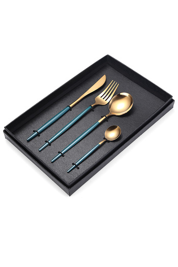 Trendy's Set of 4 stainless steel cutlery, gray-gold,