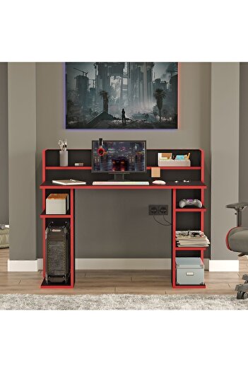 Yurupa Pantego 124cm Oyuncu Masası Gaming Çalışma Masası Siyah-Kırmızı PAN1-BK