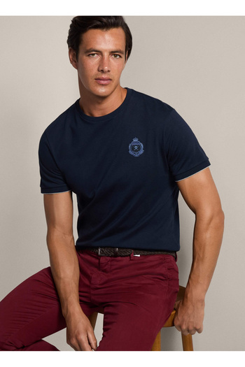 Hackett Bisiklet Yaka Koyu Lacivert Erkek T-Shirt HM500846
