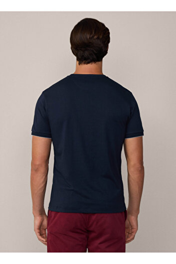 Hackett Bisiklet Yaka Koyu Lacivert Erkek T-Shirt HM500846