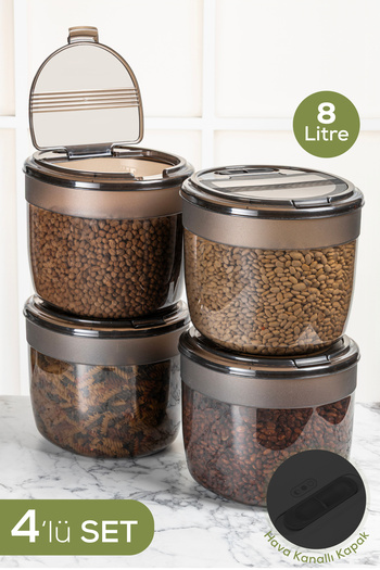 Vienev 4-Piece 8 Liter Large Size Plastic Storage Container – Anthracite Lid and Body