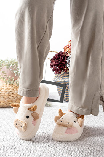 Slipcat Women's Ox Figured Silent Sole Plush House Slippers