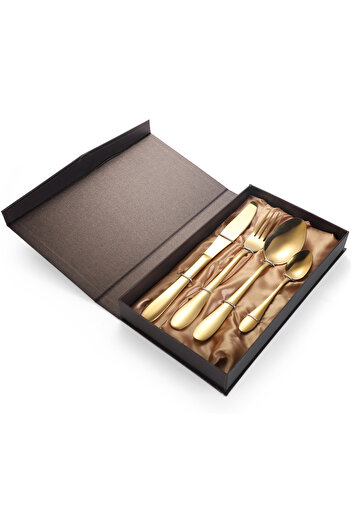 Trendy's Set of 4 stainless steel cutlery, TRENDY'S, gold