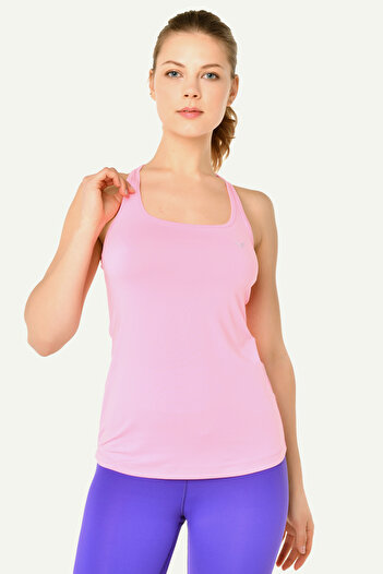 bilcee Women's Pink Wide Collar Athlete Training Tank Top 8721