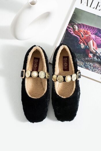 FEMME FATALE Merlin Buckle-Barred Daily Flat Shoes Can Be Used Both Indoors and Outdoors