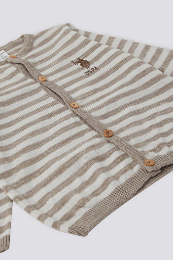 U.S. Polo Assn. U.S. Polo Assn Beige Buttoned Baby Baby Cardigan