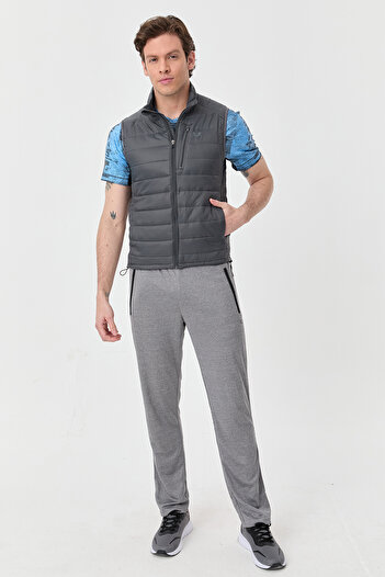 bilcee Unisex Gri Sıfır Kol Fermuarlı Cepli Yelek 1268
